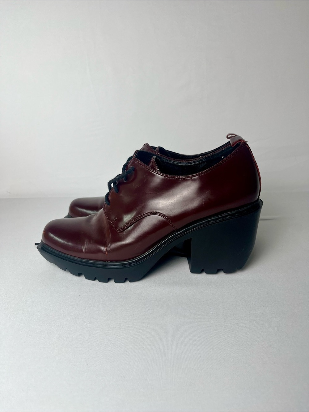 Opening Ceremony Burgundy Platform Lace-Up Chunky Heel Oxfords